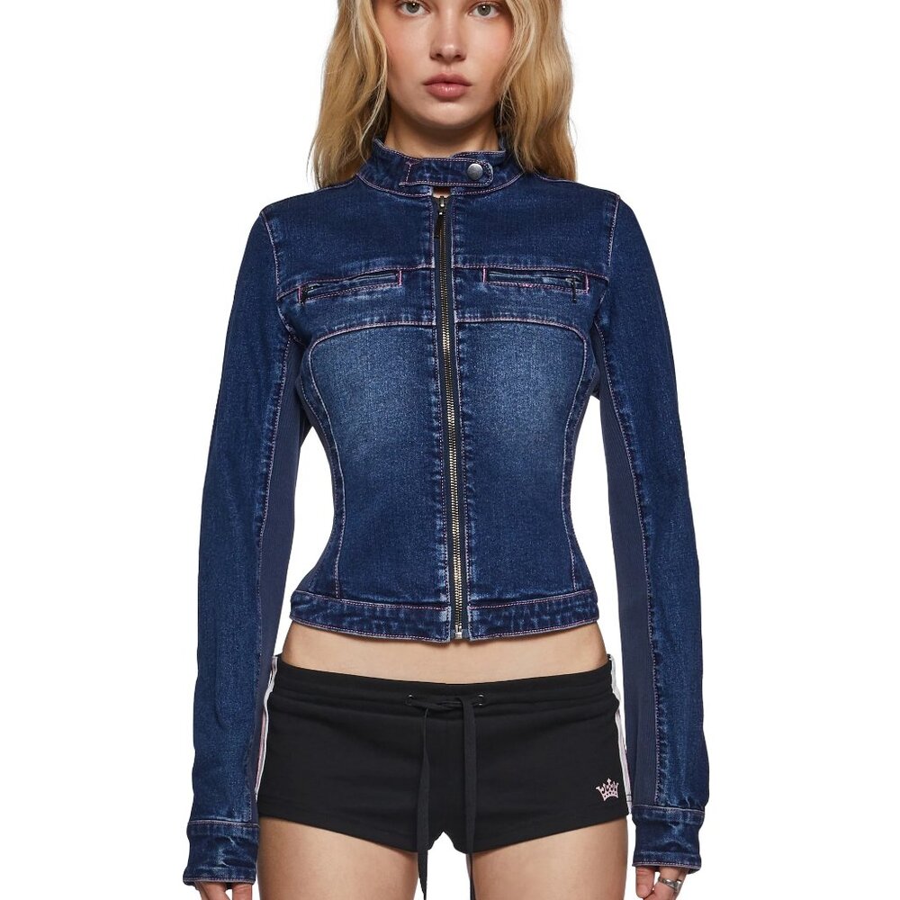 SUGAR THRILLZ - DOLLS KILL E-MAIL ME BACK DENIM JACKET - SMALL